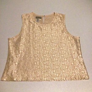 Coldwater Creek Sleeveless Gold Lace XXL Women’s Top Lined